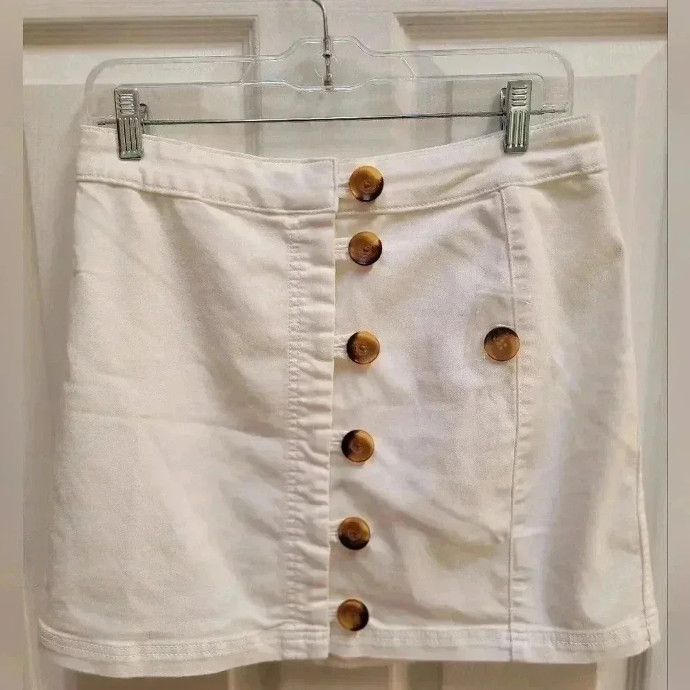 Free People Women's Button Up White Skirt Size 10 NWT